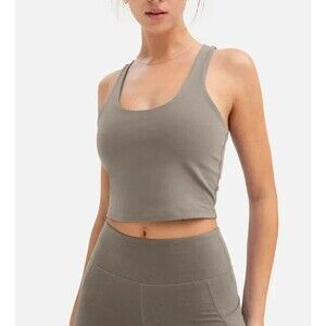 MATE THE LABEL ORGANIC STRETCH RACERBACK TANK PEBBLE‎ NWT $68